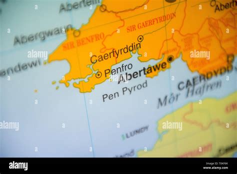 Map Of South West Wales In The Welsh Language Stock Photo Alamy