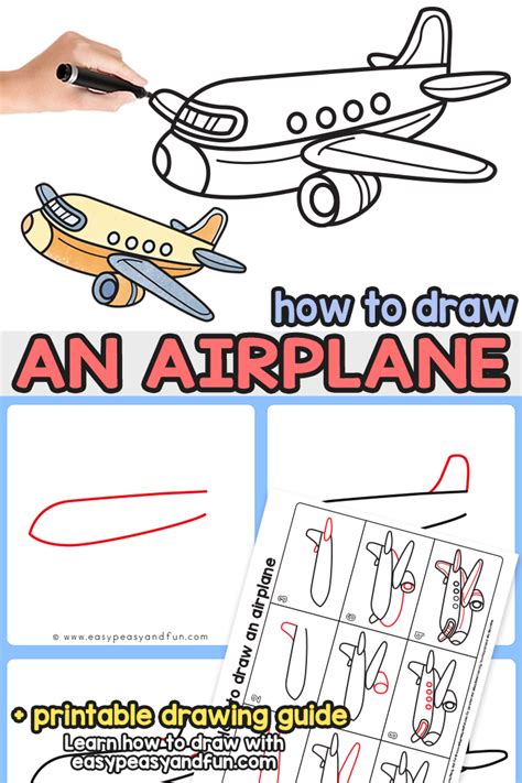 How To Draw An Airplane Step By Step Drawing Tutorial Easy Peasy