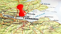 Mapa de Escocia señalando Edimburgo