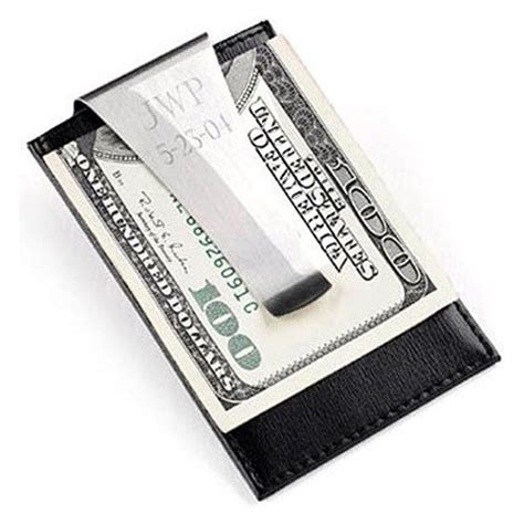 This leather magic wallet with money clip is both a practical way to hold your cash and cards and a great conversation starter. Engraved Money Clip / Credit Card Holder