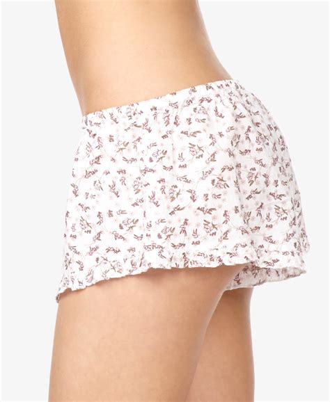 Lyst Forever Ruffled Floral Pj Shorts In Natural