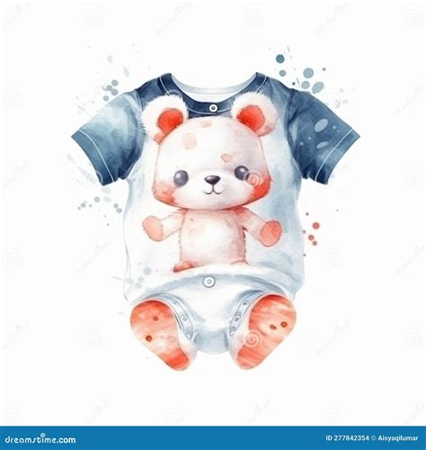 Baby Romper Drawing In Various Fashions Using Watercolor Medium Stock