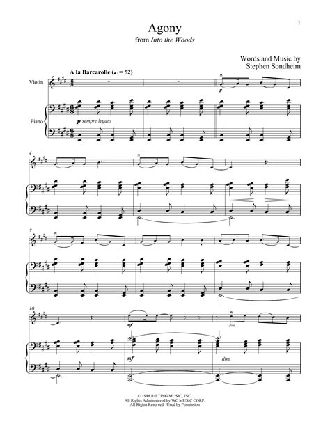 Agony (from Into The Woods) Partitions | Stephen Sondheim | Violon et Piano