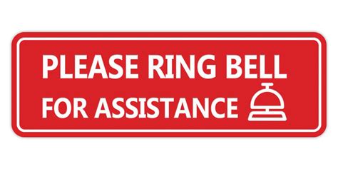Standard Please Ring Bell For Assistance Bell Sign Red Large