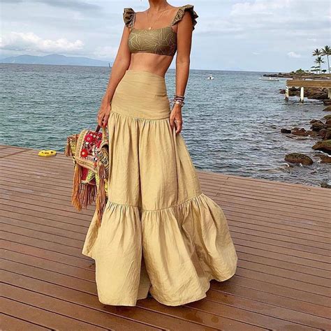 Plus Size Long Skirt Elegant Style Women Pleated Maxi Khaki Skirts 2019 Beach Boho Summer Skirts