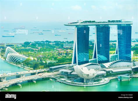 Panorama Of Singapore Bay View From Above Stock Photo Alamy