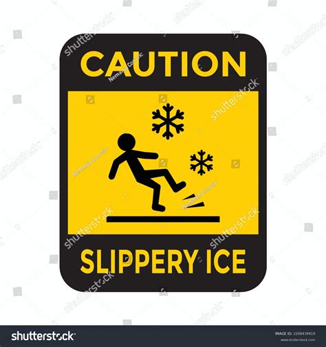 Slippery Ice Yellow Warning Sign Vector Stock Vector Royalty Free