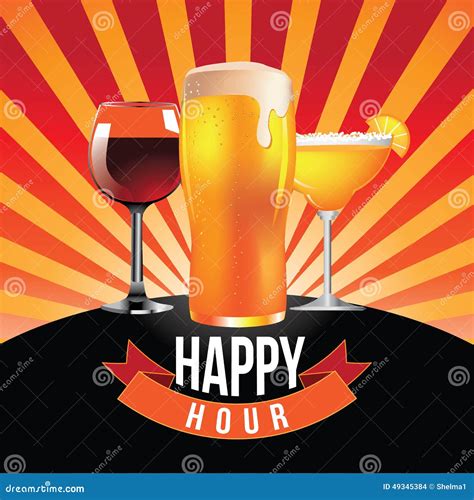 Happy Hour Burst Design Stock Vector Illustration Of Party 49345384