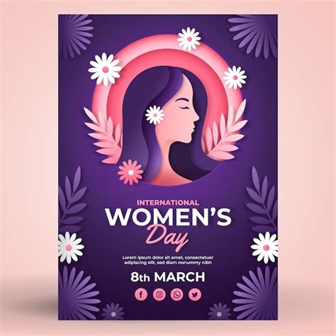 free vector paper style international women s day vertical poster template