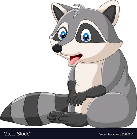 Cute Raccoon Cartoon On White Background Vector Image Cute Raccoon
