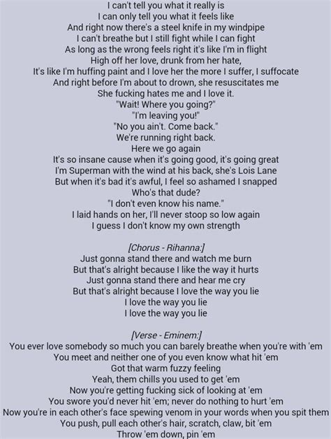 Eminem Love The Way You Lie Lyrics At My