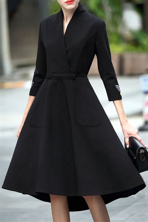 True Class Crossover Collar Dovetail Dress Timeless Fashion Dresses Midi Dress With