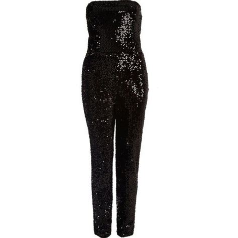 Black Sequin Bandeau Jumpsuit Liked On Polyvore Featuring Jumpsuits