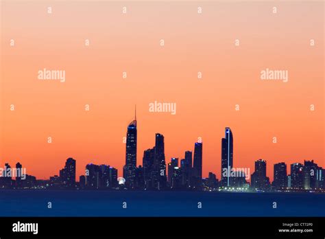 Gold Coast City Skyline At Twilight Stock Photo Alamy