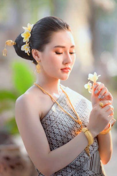Woman Wearing Laos Traditional Dress Costumevintage Stylelaos In 2020 Traditional Dresses