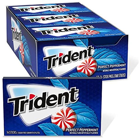 Trident Perfect Peppermint Sugar Free Gum 12 Packs Of 14 Pieces 168