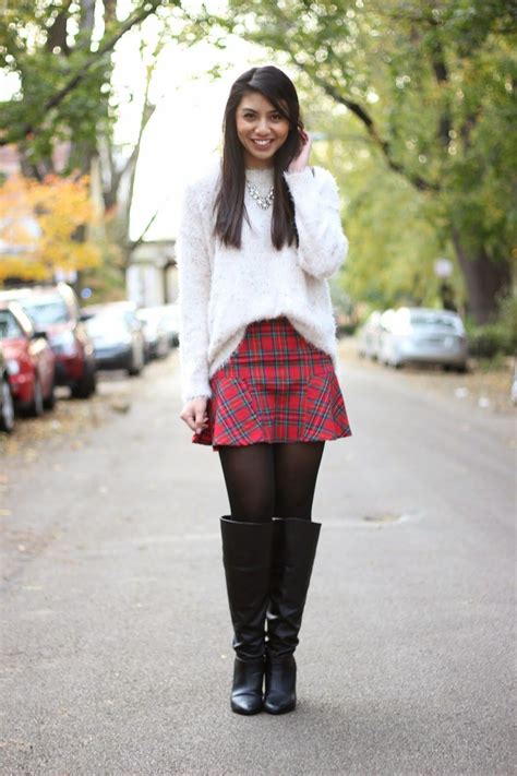 Idea By Svandís Geirs On Knee High Boots Plaid Skirt Outfit Outfits
