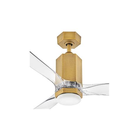 52 Hinkley Facet Led Heritage Brass Clear 3 Blade Smart Ceiling Fan
