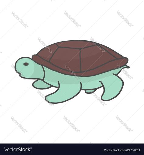 Hand Drawn Turtle Color Doodle Sketch Style Icon Vector Image