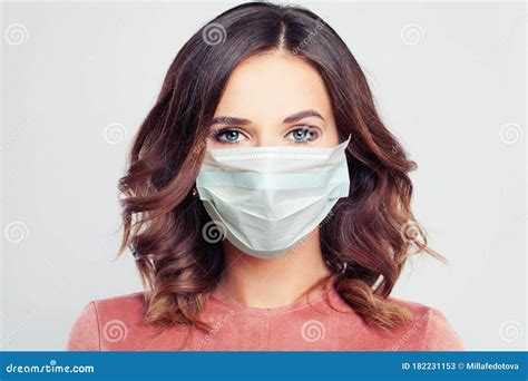 Healthy Woman In Protective Mask Portrait Stock Image Image Of Happy