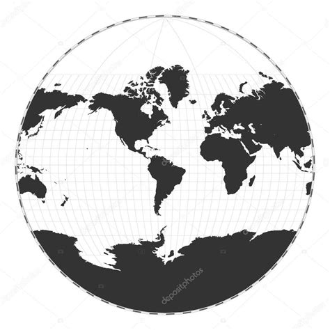 Vector World Map Van Der Grinten Iii Projection Plain World
