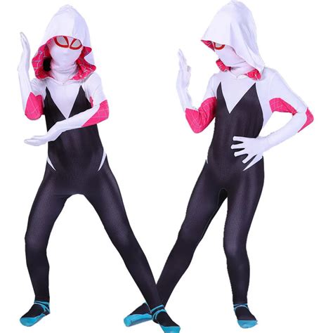 Neue Spinne Gwen Maske Cosplay Stacy Spandex Lycra Zentai Spiderman Kostüm Für Halloween Frauen