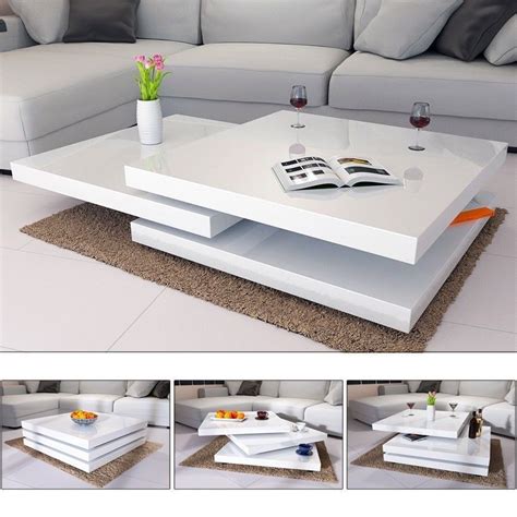 Montis white high gloss flint coffee table. Portable Coffee Table White High Gloss Rotating 3 Layers ...