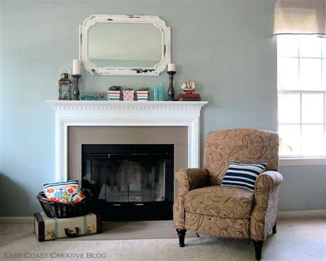 Historical fire pits were sometimes constructed in the floor, in caves, or in the middle of a hut or dwelling. mid century modern fireplace mantel ornate blue painted ...