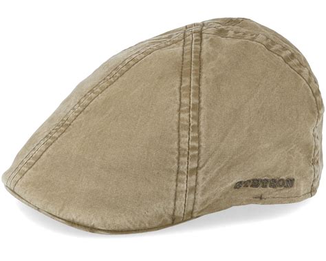 Texas Organic Cotton Khaki Flat Cap Stetson Cap Hatstorede