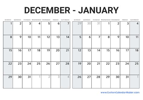 December 2024 and january 2024 calendar printable