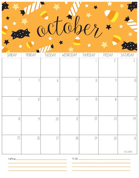 Free Printable October Calendar