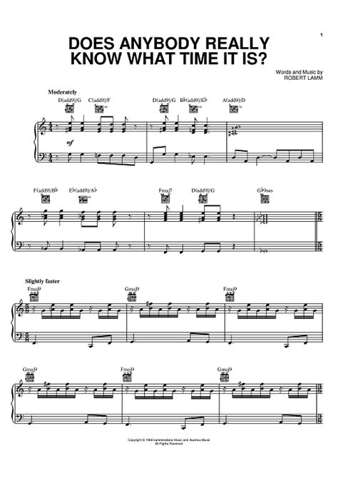 Does Anybody Really Know What Time It Is Sheet Music By Chicago For