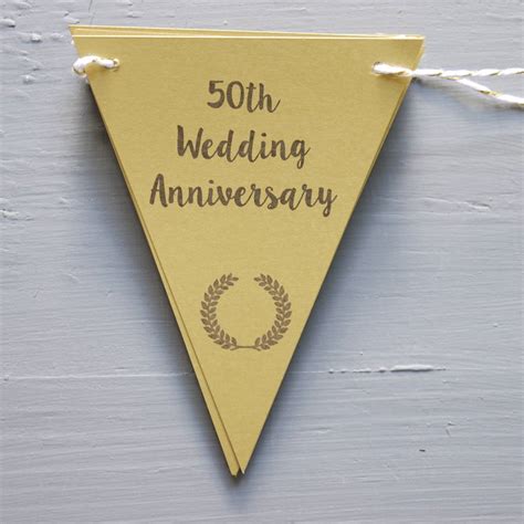 Personalised Golden Wedding Anniversary Bunting By Daisyley Designs