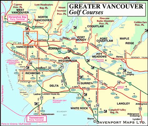 Map Of Golf Courses In Greater Vancouver British Columbia Travel And