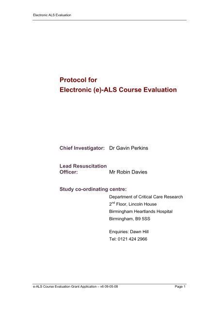 E Als Course Evaluation Resuscitation Council Uk