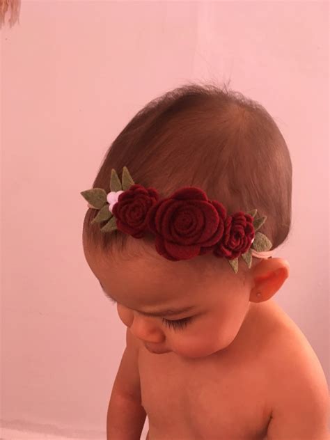 Red Rose Felt Flower Headband Baby Girl Headband Baby Etsy Felt