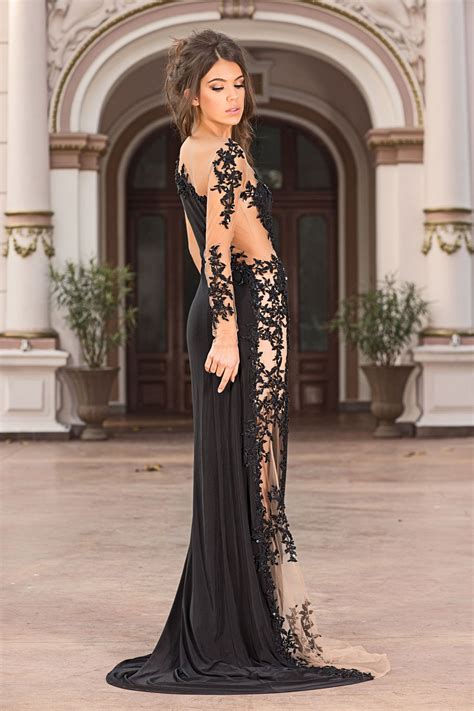 Long Transparent Dress Yadira Vero Milano Fashion Shop Black