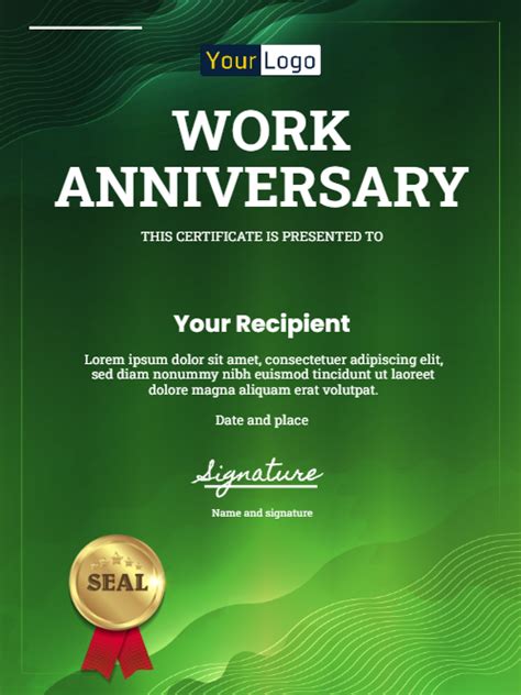 8 Free Work Anniversary Certificate Templates