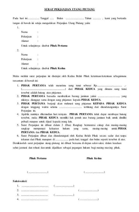 Contoh surat perjanjian hutang yang baik dan benar. Contoh Surat Kuasa Masalah Utang Piutang - Kumpulan Contoh Surat dan Soal Terlengkap