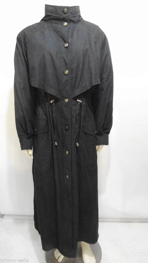 Travelsmith Black Zip Lined Hooded Coat Raincoat Womens L Travelsmith Raincoat Raincoat