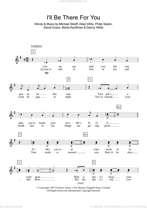 Rembrandts - I'll Be There For You (theme from Friends) sheet music for