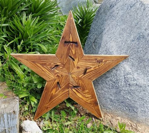Rustic Wood Star Antique Gold Distressed 21 Inch 10 Etsy
