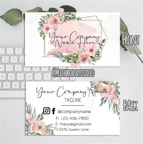 floral business card design editable business card template etsy artofit