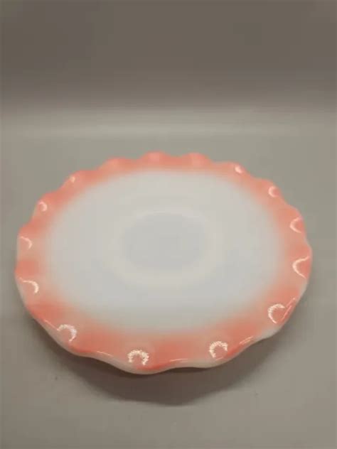 Hazel Atlas Pink Crinoline Ripple Saucer Milk Glass Small Plate Dish
