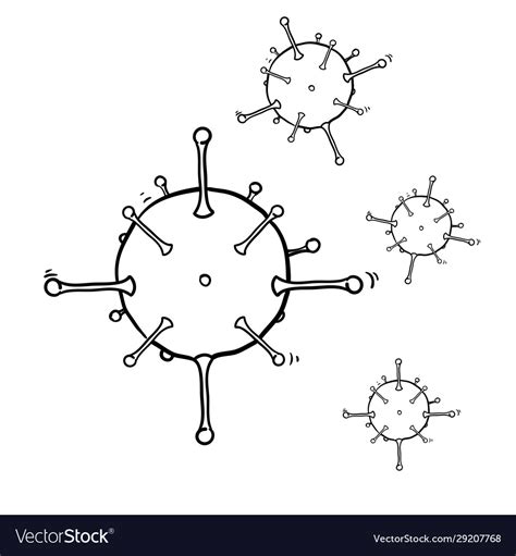 Hand Drawn Corona Virus Doodle Style Isolated Vector Image