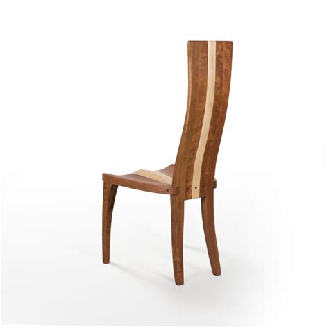 Hand Crafted Handmade Dining Chair In Solid Walnut And Curly Maple Wood