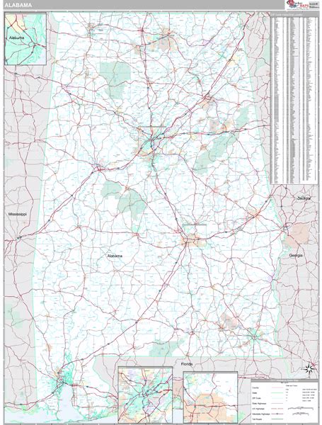 Alabama Zip Code Wall Map Premium Style By Marketmaps