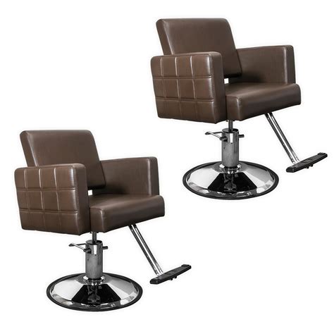 Quilted Brown Havana Hair Salon Stylist Chair Two 2 Chair Package