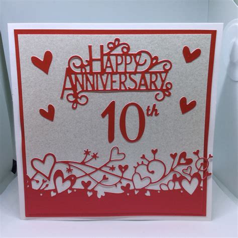 10th Anniversary Card Anniversary Cards Anniversary Cards Handmade