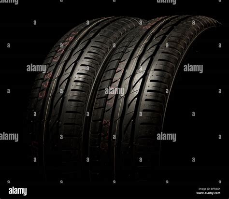 Two New Car Tires Close Up Stock Photo Alamy